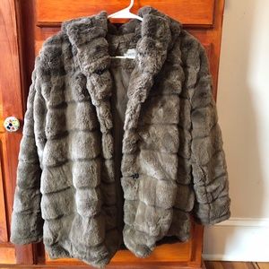 Brown Panel Faux Fur Coat